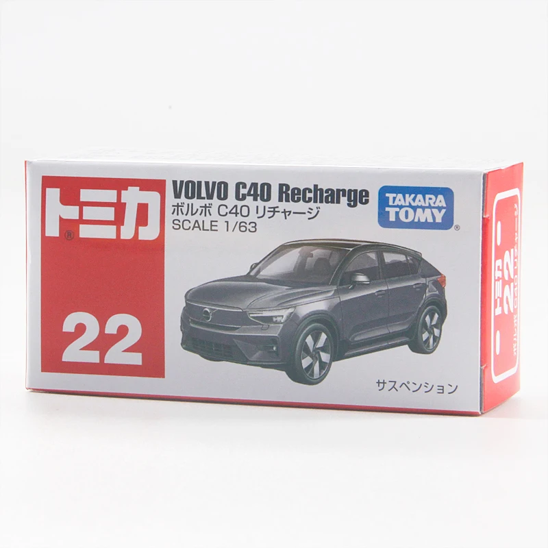 TAKARA TOMY-Modèle de véhicule à moteur Tomica pour enfants, Volvo C40SUV, alliage moulé sous pression, jouet de voiture, cadeau de Noël et d'anniversaire, NO.22, 1/63