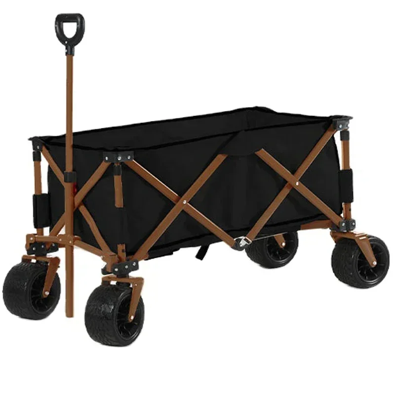 Outdoor Garden Multifunctional Folding Camping Cart Double-deck Portable Beach Trolley Cart Camping Folding Wagon