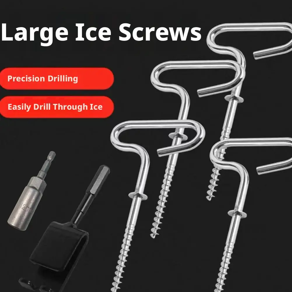 Ice Anchor Drill Adapter Heavy Duty Ice Fishing Tent Peg Adapter Power Drill Socket Tool for Winter Camping Shelter