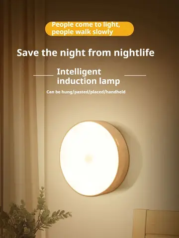 1pc Motion Sensor Night Light - Wireless LED Detector Lamp for Bedroom, Staircase, Closet, and Room Decor-night