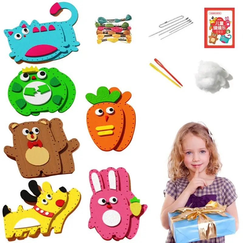 Educational Sewing Set Kids Felt Craft Kits Skill Building Set Animal Toys Gifts Kids Craft And Sew Set Crafty Start