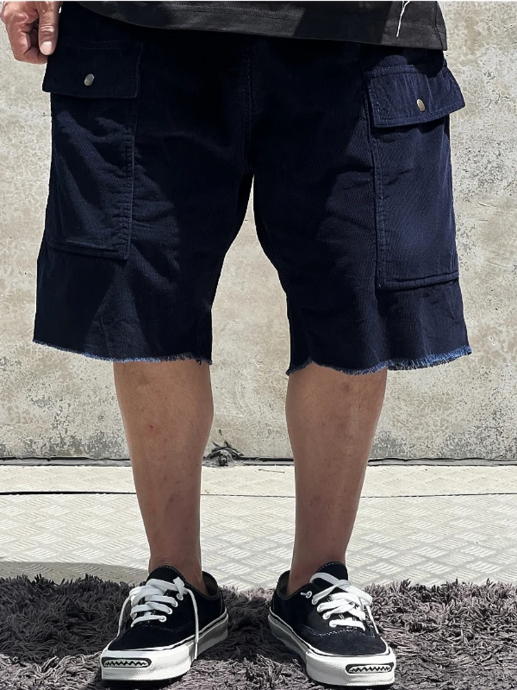 Slim Fit Corduroy Workwear Shorts Five Pockets Loose Version Summer Casual Pants for Teenagers Daily Wear 2025 Summer Collection