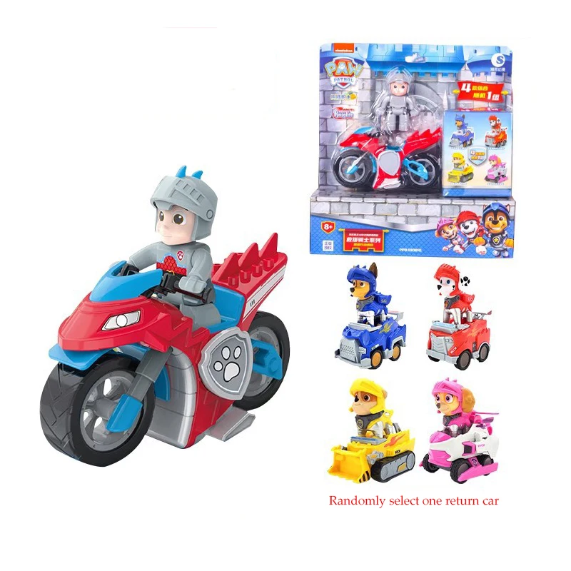 Paw Patrol Rescue Knights Ryder motocicleta capitán con Patrulla Canina Anime figura de acción patrulla coche combinación niños juguete para regalo