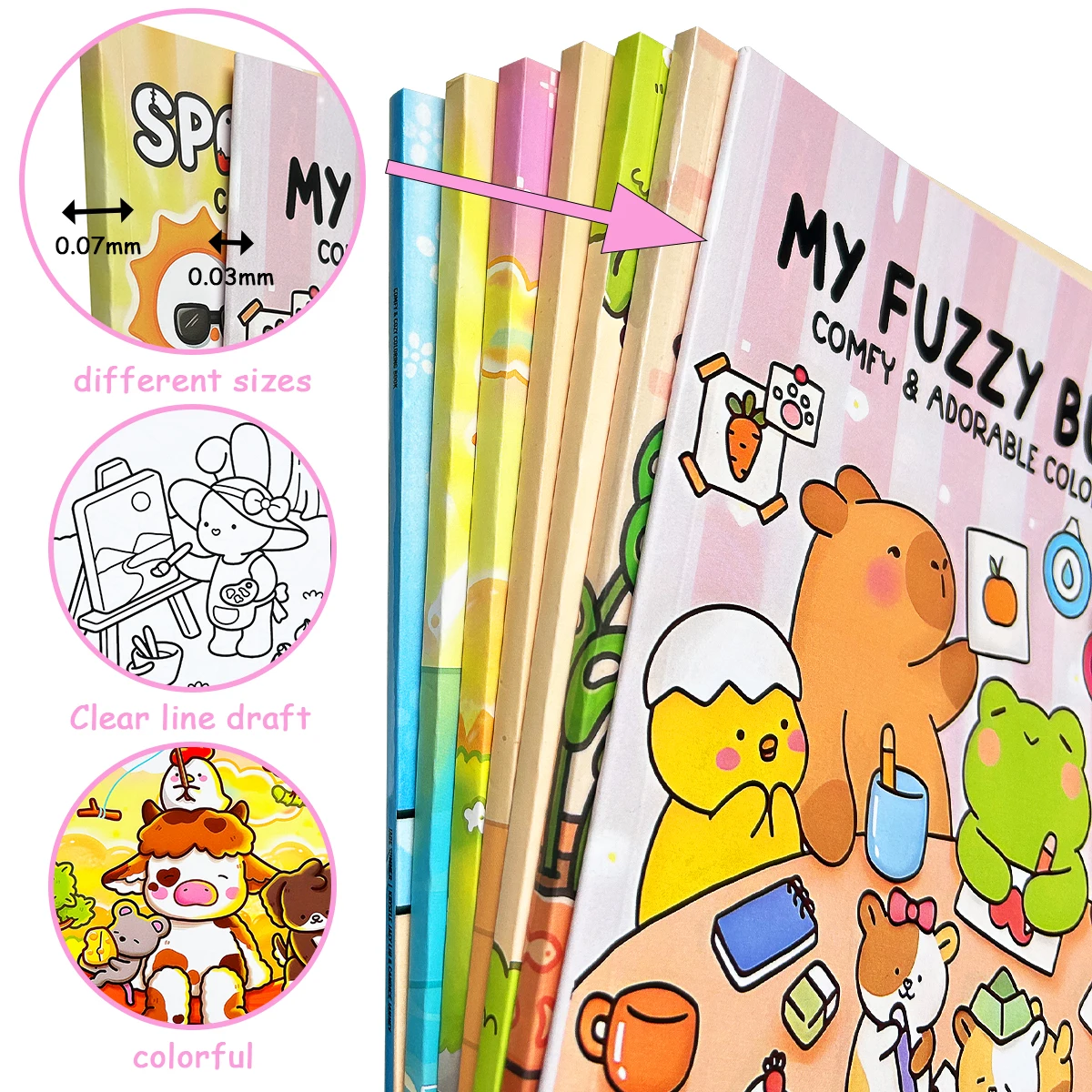 Children's Creative Coloring Book Set: Cute Pet, Summer and Other Fun Scenes