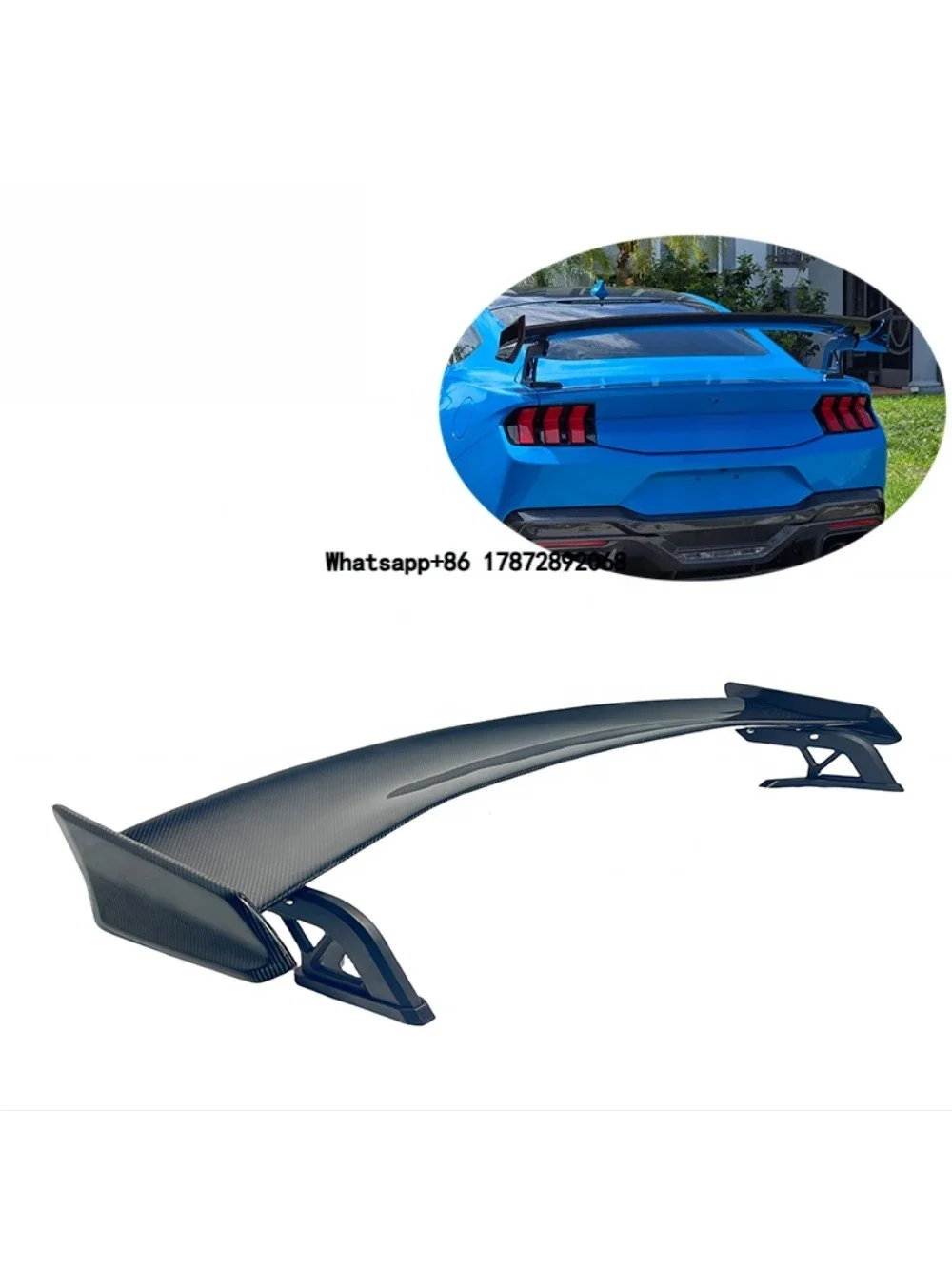 

S650 Mustang Super Snake Style Carbon Fiber Rear Spoiler SS Gt Style High Wing for Mustang S650 2024+