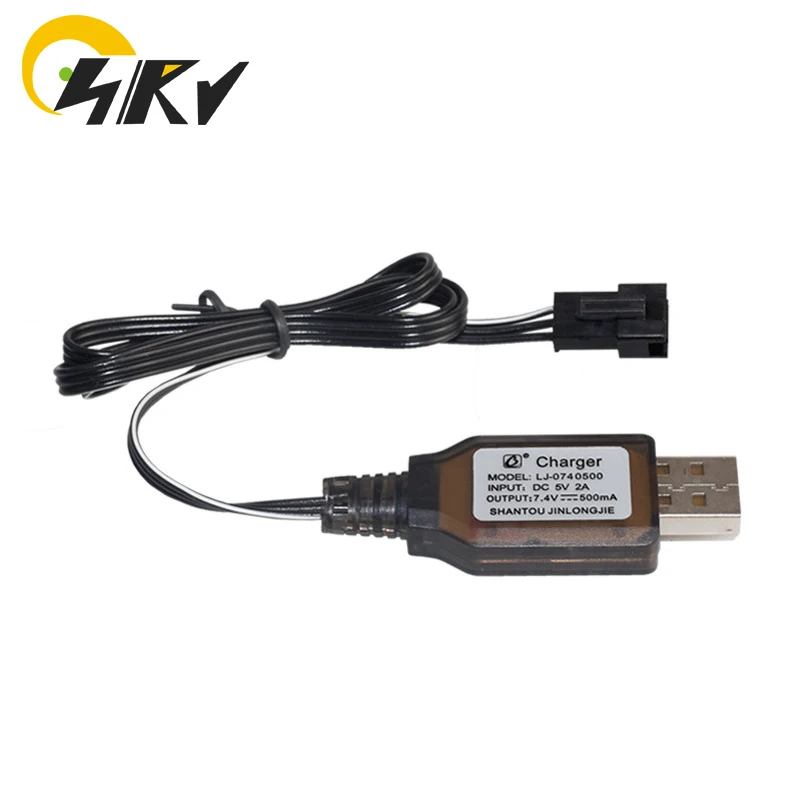 USB Charger With SM-3P Female Plug For 7.4V Lithium-ion Battery Pack With LED and BMS Protection