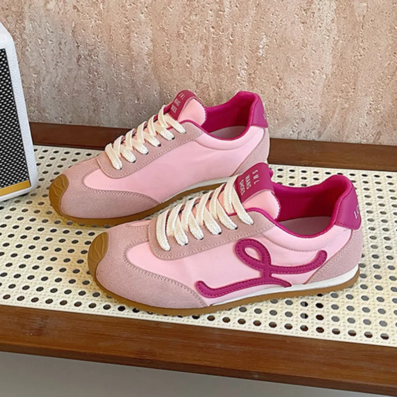 

Fashion Pink Ladies Designer Shoes Lightweight Lace-Up Women's Vulcanize Shoes Low Top Casual Sneakers Woman zapatillas de mujer