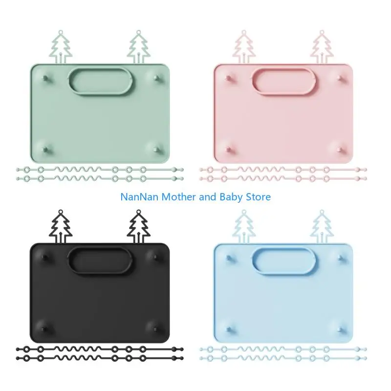 Placemat forte do silicone da base da sução para a bandeja do alimento crianças com correia levando