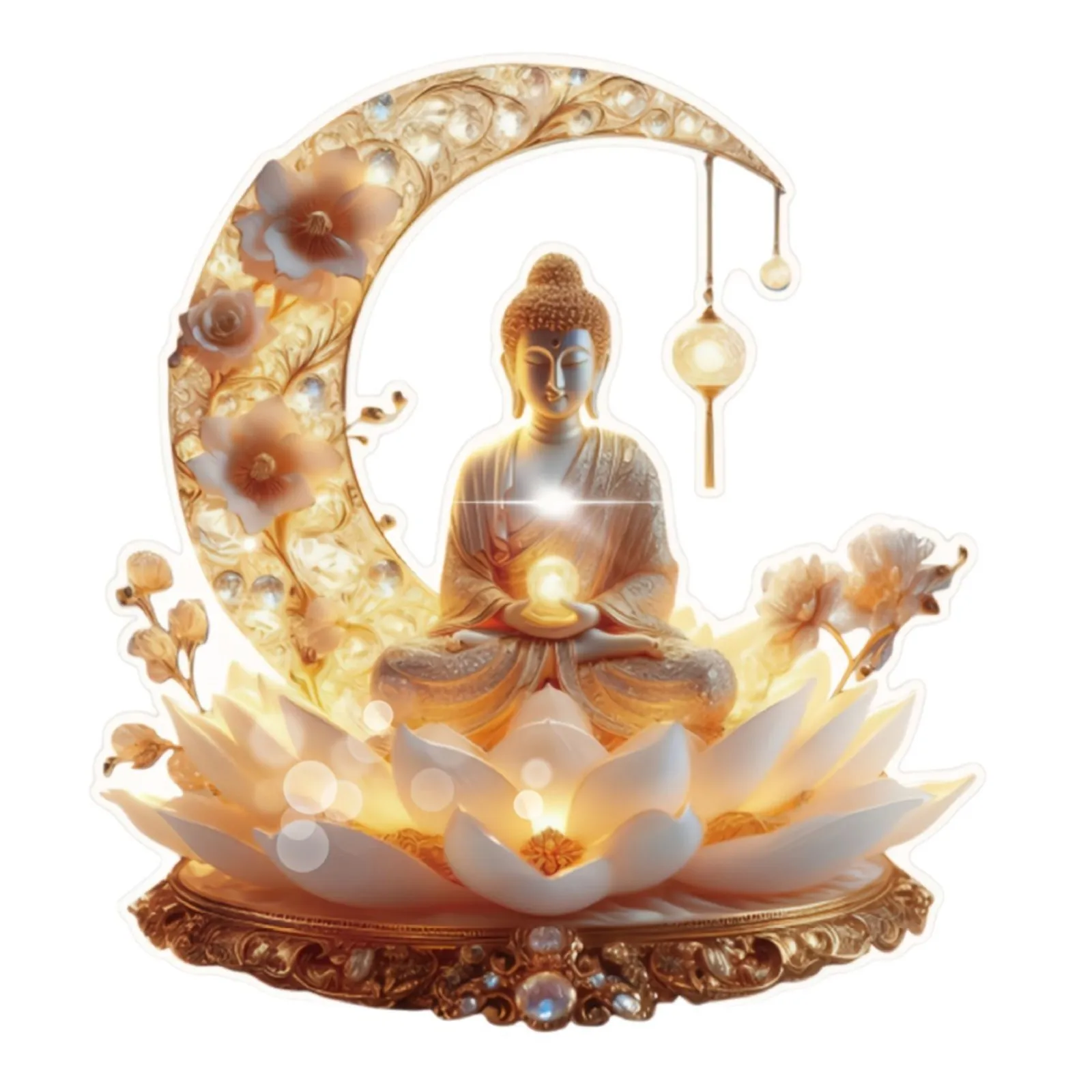 1 Stück Lotus-Terrassen-Buddha-Statue, Bürodekoration, geeignet für Heimdekoration und Bürodekoration, religiöse Dekoration – Detail 3