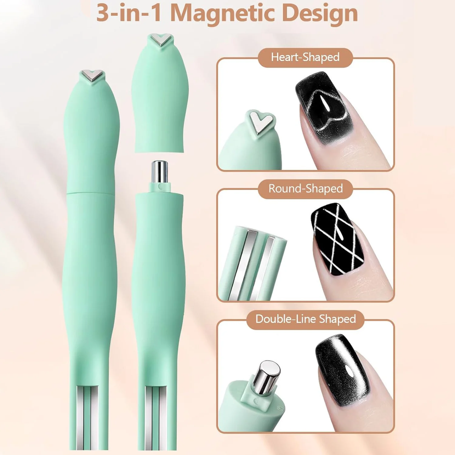 Ebanku9 9-częściowy zestaw magnesów do paznokci typu kocie oko, magnesy 3w1 odpowiednie do paznokci, naklejki magnetyczne kocie oko, narzędzia do zdobienia paznokci, akcesoria do nail artu