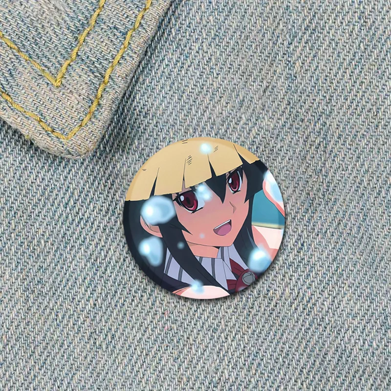 Anime Akame Ga Kill Handmade Pin Round Cartoon Snap-in Brooches for Backpack Cothes Accessories Collection Badge Hat Decoration