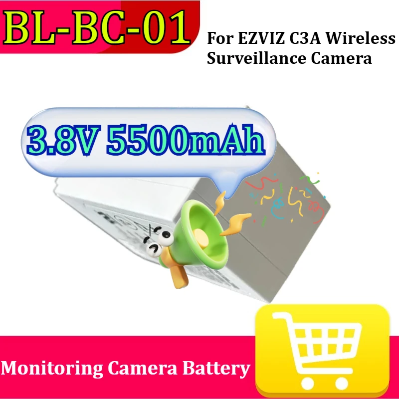 

Новая батарея 3.8V 5500mAh BL-BC-01 для беспроводной камеры видеонаблюдения EZVIZ C3A, аккумулятор Hikvision C3A