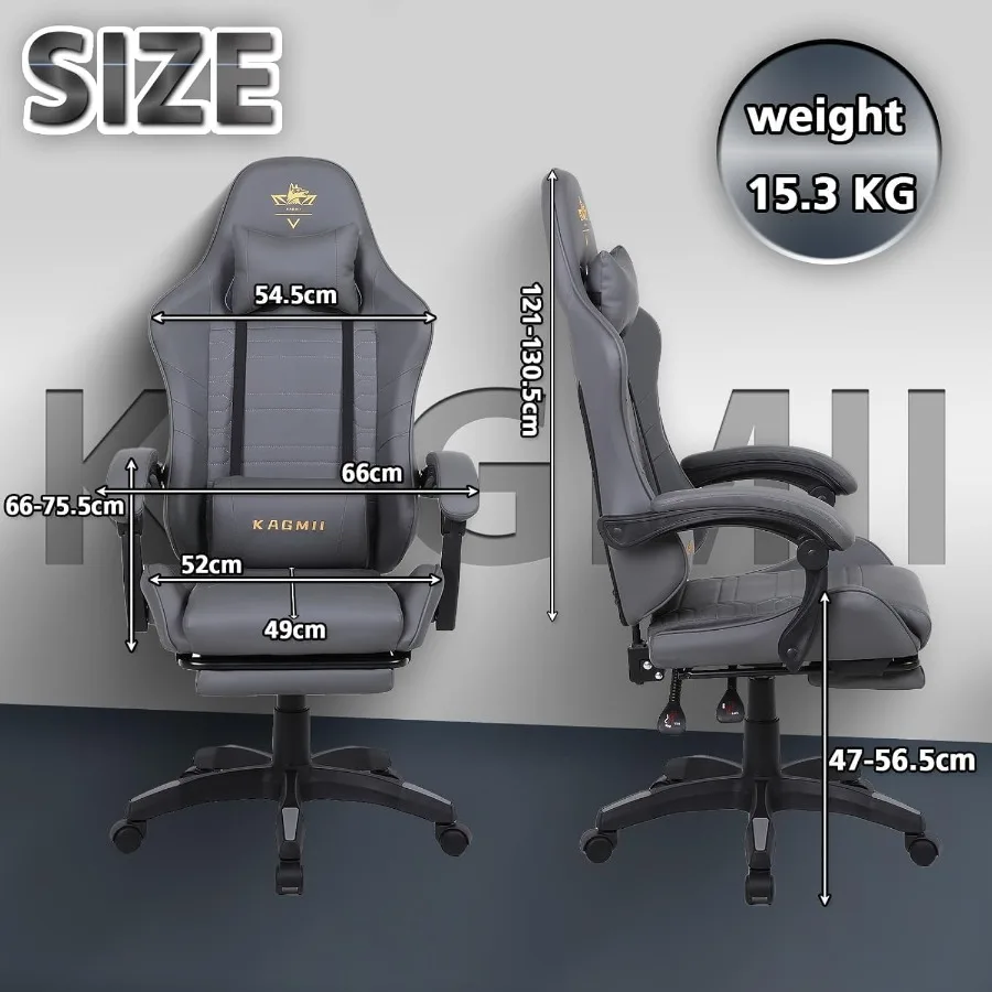 كرسي ألعاب مع مسند للقدمين، تدليك، دعم قطني، كرسي ألعاب مريح للكمبيوتر، كراسي ألعاب فيديو مكتبية مع ارتفاع قابل للتعديل #2