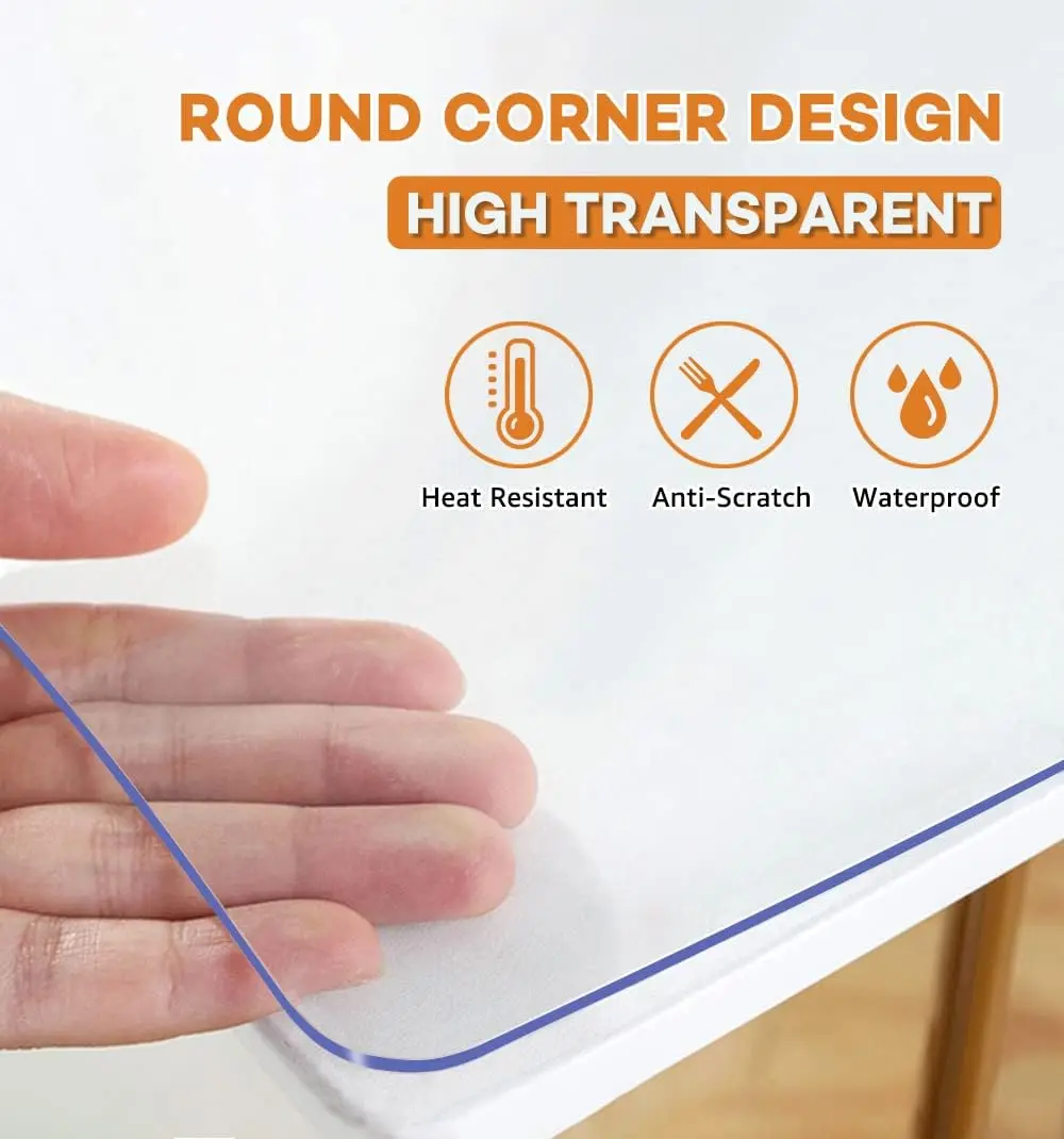 

42X72 Inch Clear Pvc Tabletop Protector 1.5Mm Thick Plastic Desk Protector Pad Rectangular Crystal Table Cover Clear Table Pad