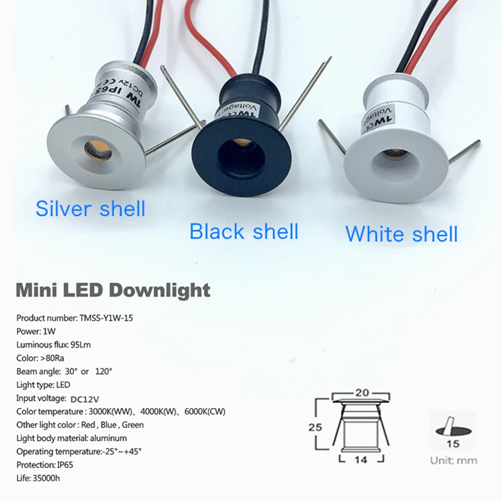 IP65 Mini Downlight LED 12V DIY Spotlight with Remote Control Dimmable Kitchen Cabinet Light 1W Recessed Spot Ceiling Lighting