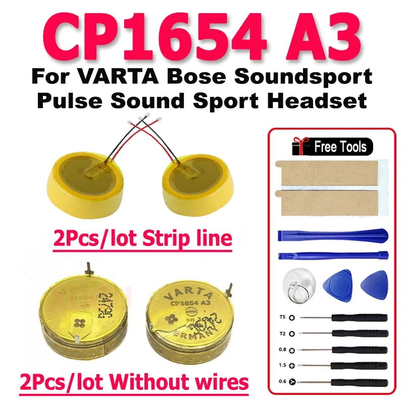 

2Pcs/lot CP1654 A3 Replacement Battery CP1654 A3 LIR1654 For VARTA Bose Soundsport Pulse Sound Sport Headset