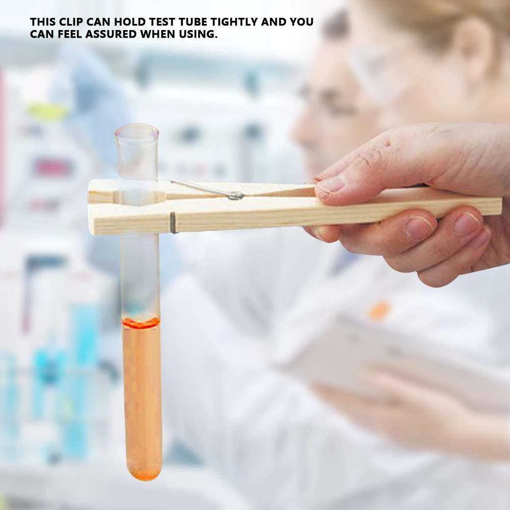 10Pcs Bamboo Wooden Test Tube Holder Clamp Clip for Laboratory Equipment Testing Tool Bamboo Test Tube Holder