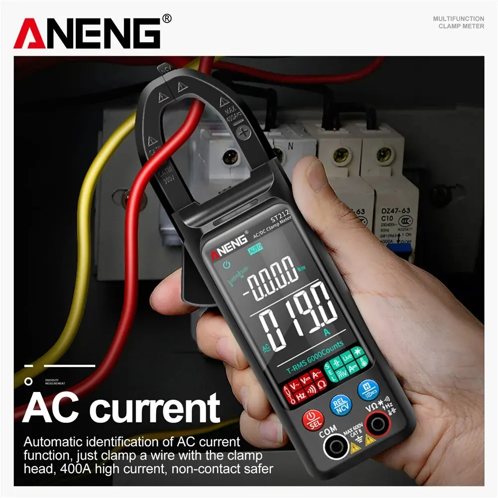 ANENG ST212 Digitale stroomtang 6000 tellingen DC/AC-stroom 400A Amp-multimeter Groot kleurenscherm Spanningstester Auto Hz NCV Ohm