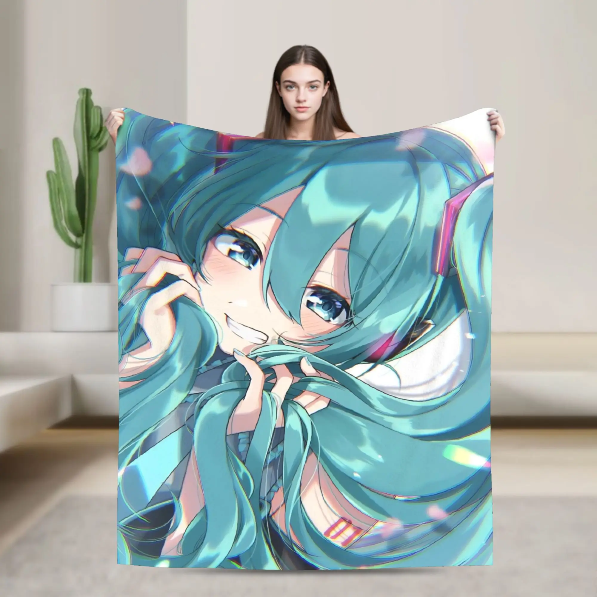 

Милое нечеткие одеяло Хацунэ Мику, певица, аниме, креативные пледы для кровати, дивана, дивана, 125*100 см, плюшевое тонкое одеяло