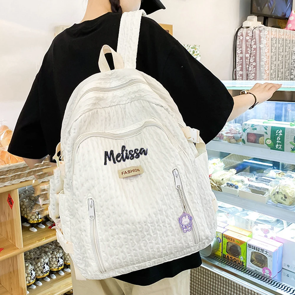 

Personalized Cute Girl Backpack For High And Middle School Students Large Capacity, Simple And Versatile Embroidery Name Backpac