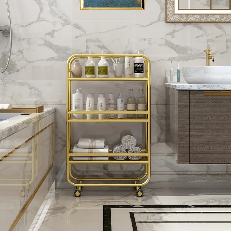 

Toilet rack Floor-to-ceiling multi-layer toilet Bathroom gap storage rack Household shower Toilet mobile