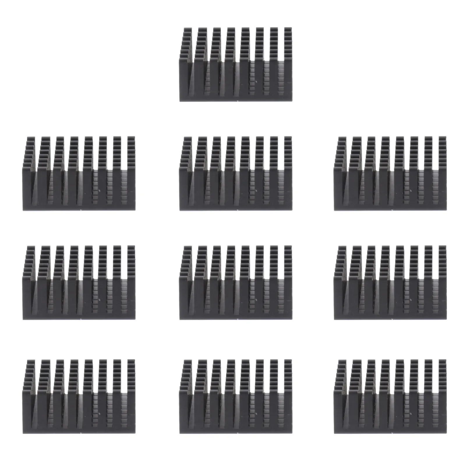 10Pcs Premium Aluminum Heat Sink Fin Black Anodized Compact Lightweight for Chip Ic Diode Triode LED RAM Computer Component