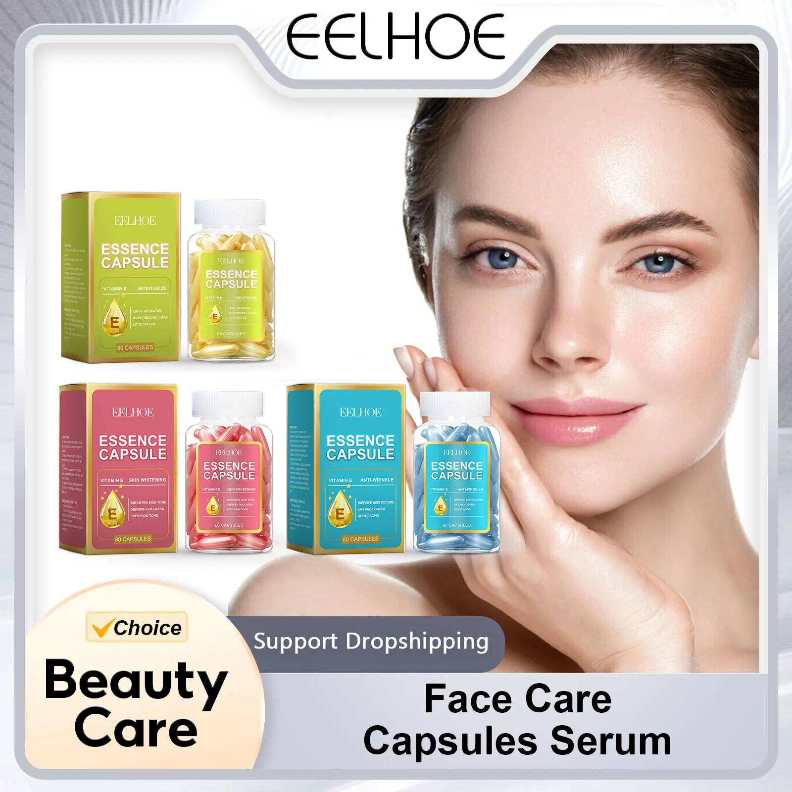 

Vitamin E Face Care Capsules Serum Firming Facial Melasma Remove Deep Face Lightening Moisturizer Skin Care Serum for Face 60PCS