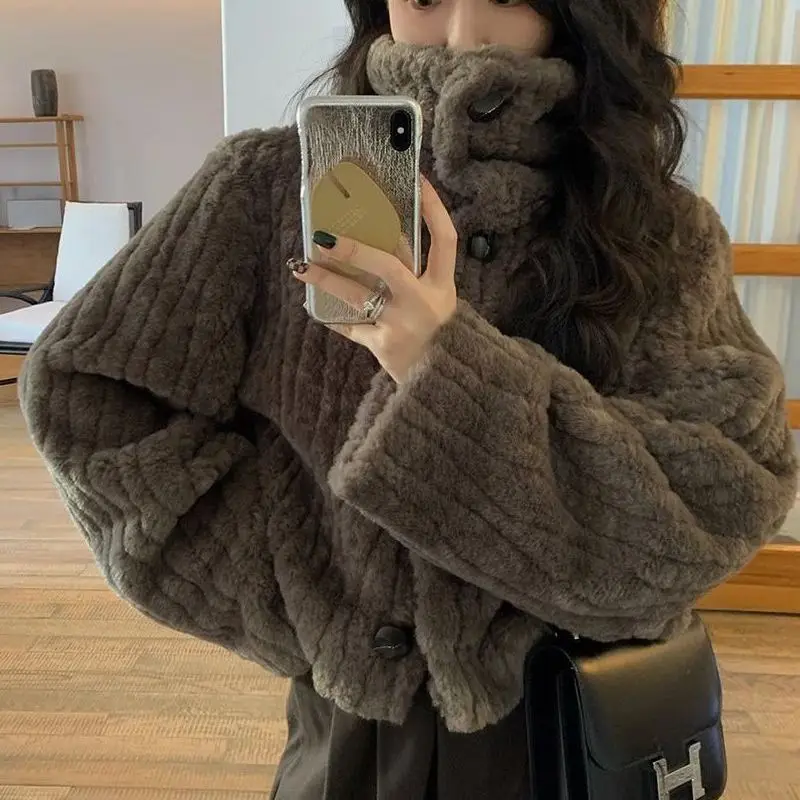 Korean Thickened Mink Velvet Coat Women Winter Clothes New Jacket Version Loose Imitation Rabbit Fur Plush Fur Coat