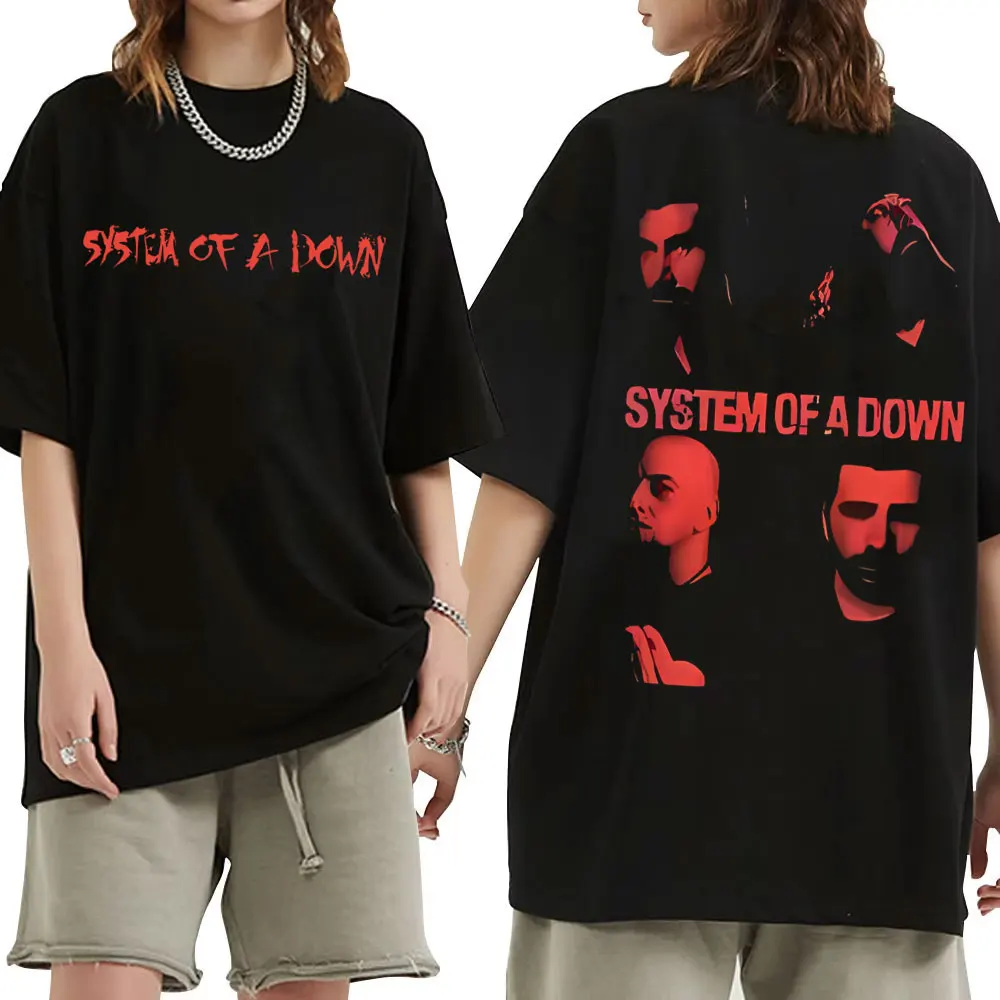 

90s Rock Band System of A Down Graphic T-shirts Men Women Vintage Alternative Metal Music T Shirts Men's Fashion Hip Hop T-shirt