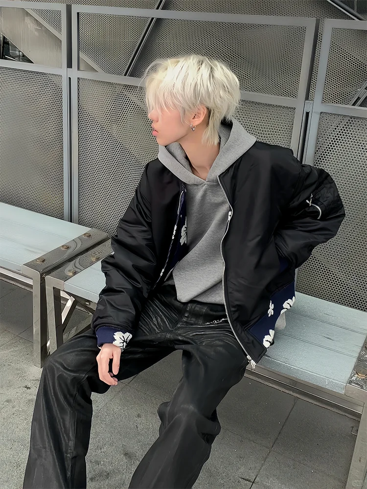 

Trendy ort Bomber Jaet Men's Spring Autumn Faion Brand Baseball orm High-End Feel Cool Motorcycle Jaet Outerwear