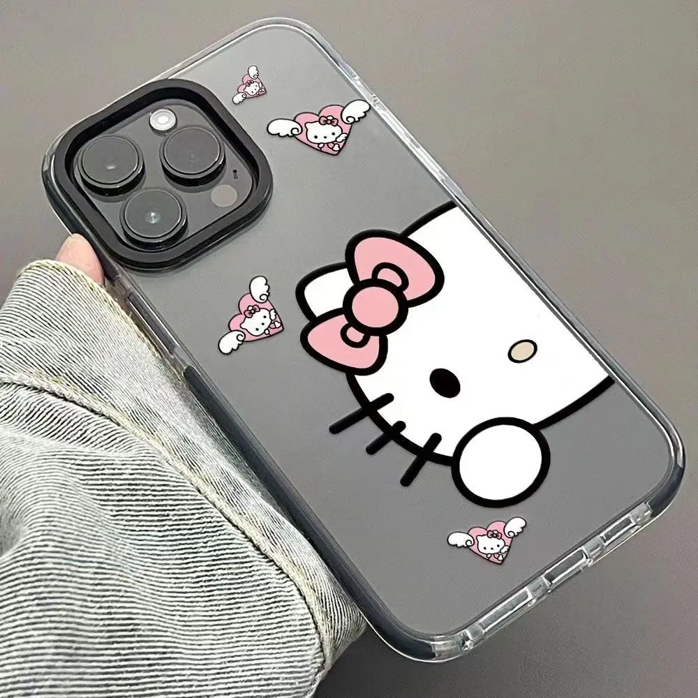 Sanrio Hello Kitty The Big Head Phone Case For iPhone 15 14 13 12 11 Pro Max 7 8 Plus XR XS MAX Y2K Girl Anti Fall Back Cover