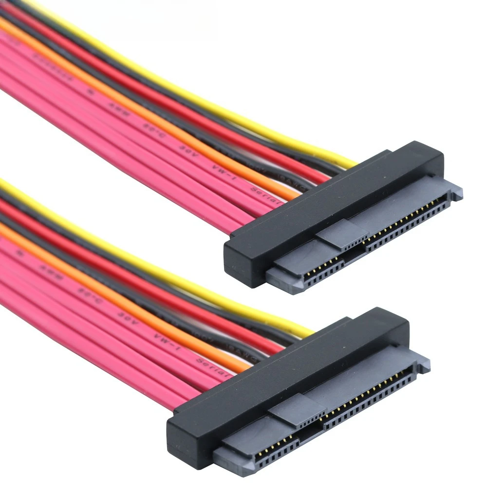 2Pcs MINI SAS SFF-8482 29P female to SAS SFF-8482 female red server hard disk conversion cable