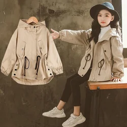 Girls Coat Jacket Cotton Outwear Windbreak 2023 Khaki Spring Autumn Outdoor Teenagers Children's Clothing