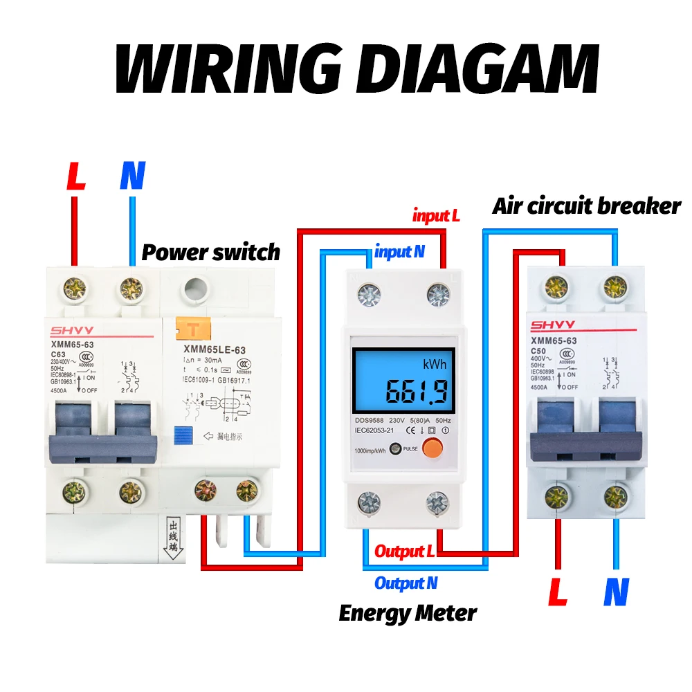 110V/230V AC Din Rail Single Phase Reset Zero Energy Meter kWh Voltage Current Power Consumption Counter Wattmeter Electricity