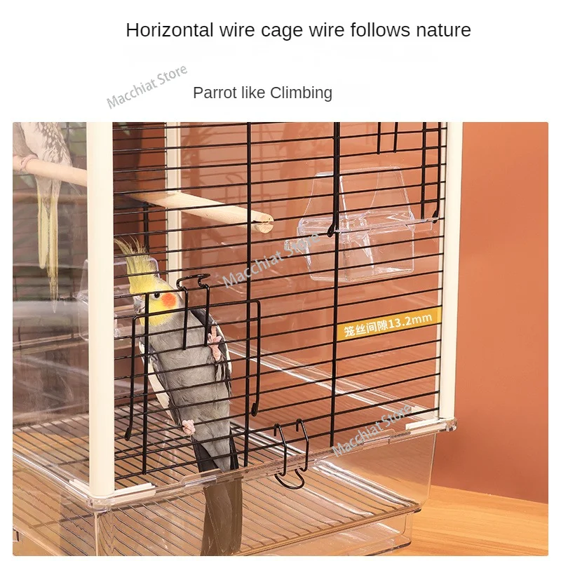 Acrylic Transparent Cages for Big Birds Parrot  Decoration Large Budgie Cockatiel Luxury Villa Breeding  Splash-proof