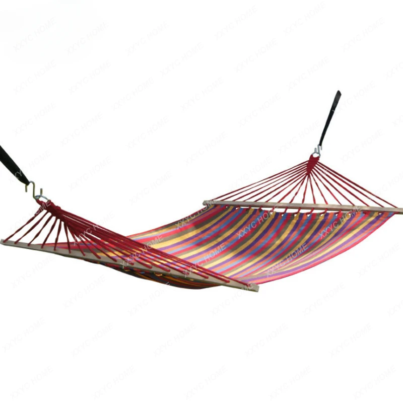 

Outdoor Casual Hammock Double Cotton Canvas Hammock with Wooden Stick Travel Hammock Rack