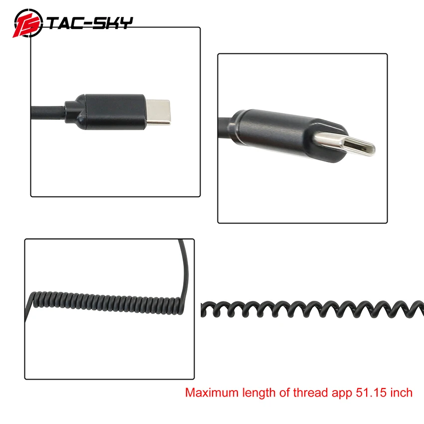 محول قابس TS TAC-SKY التكتيكي U94 PTT USB Type-C متوافق مع الهواتف المحمولة بمنفذ Samsung وXiaomi وHuawei وOPPO USB Type-C #5