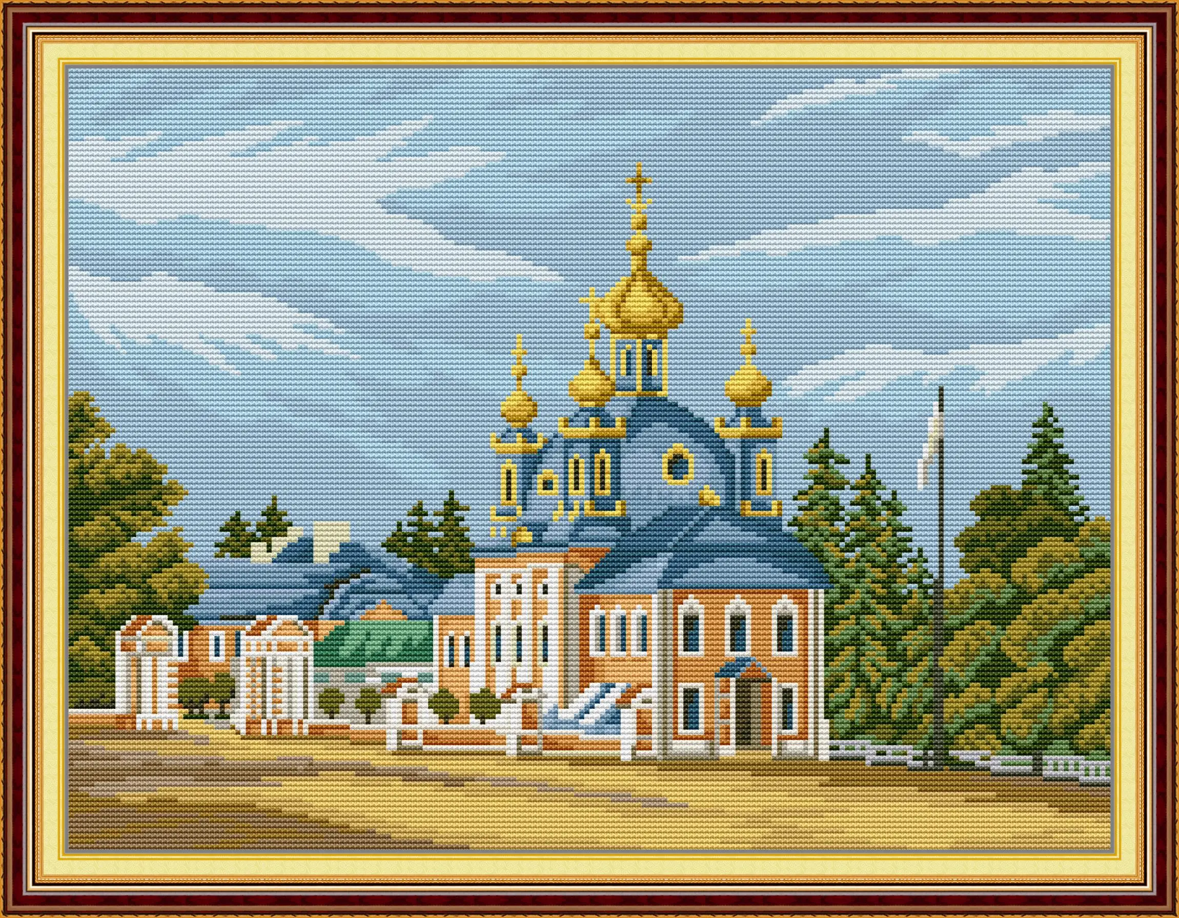 Cross-stitch Complete Set Russian Church Kit Stamped Printed Counted Unprinted Cloth DMC Needlework Home Decor