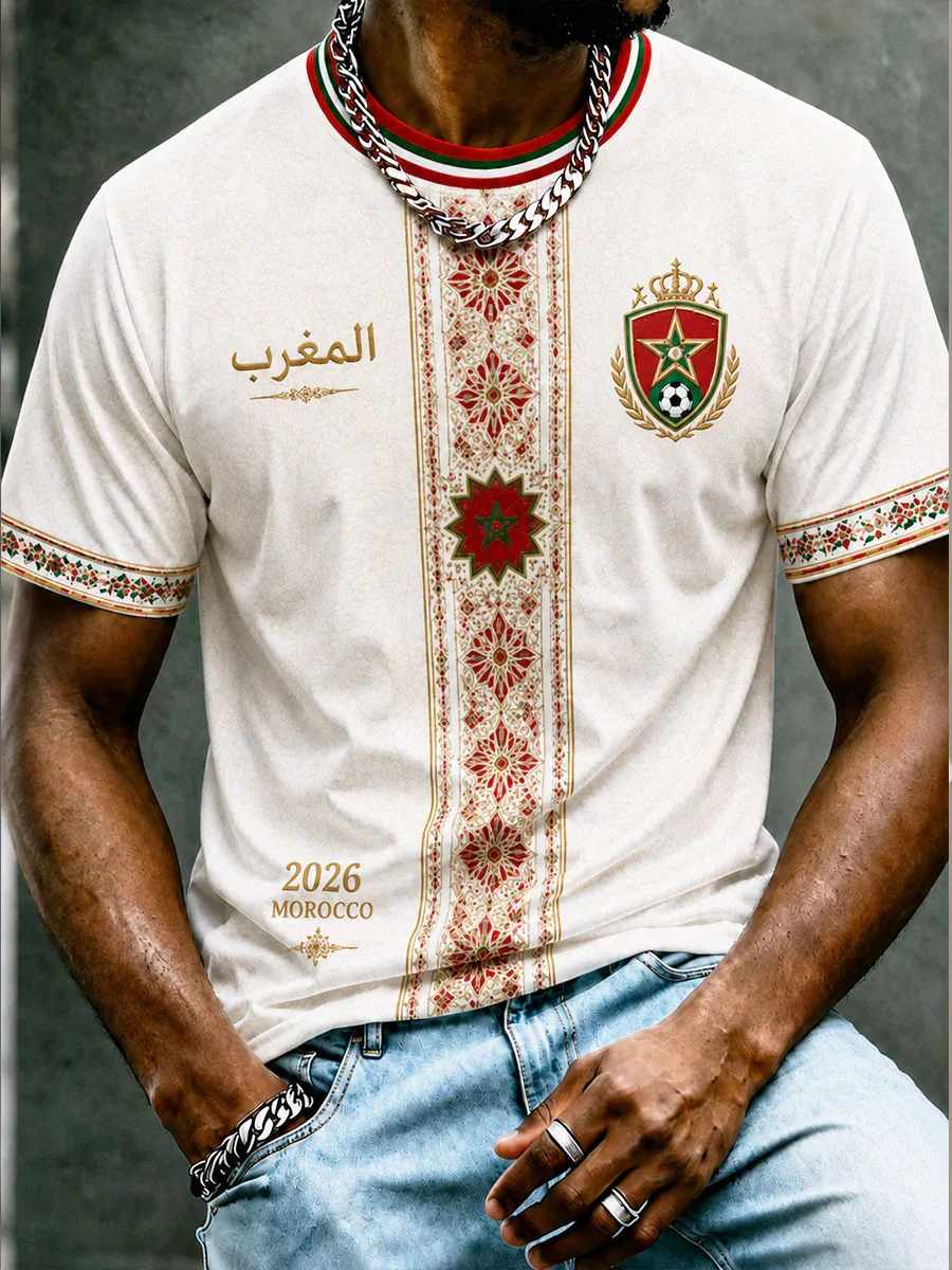 2026 Edition Moroccan Fan Football Training T-shirt - 3D Printed - Fashionable and Comfortable - Family-Promoting Clothing