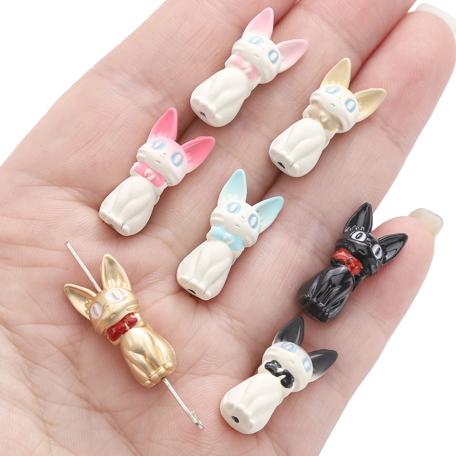 1 قطعة سبائك لطيف القط الخرز جميل مجوهرات بأشكال حيوانات صنع الخرز DIY بها بنفسك اليدوية قلادة سوار مفتاح ملحقات السلسلة