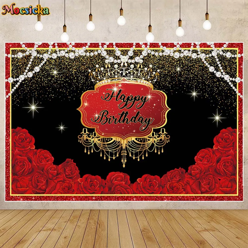 Mocsicka Adult Happy Birthday Backdrop Fabulous Women Birthday Party Photo Background Decor High Heels Balloon Studio Photoshoot