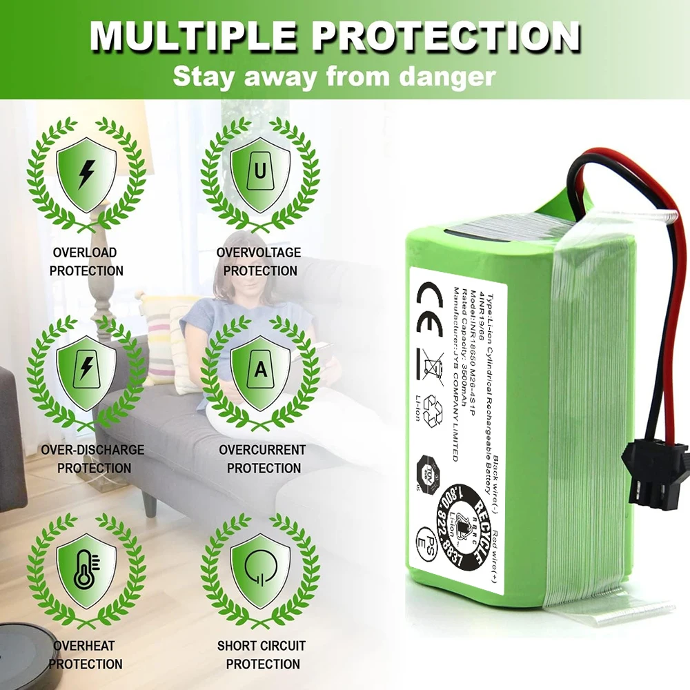 

14.4V 3500mAh Replacement Battery for Eufy RoboVac 11 11S 30 30C 15C 12 35C and Ecovacs Deebot N79 N79S DN622 Robot Vacuum