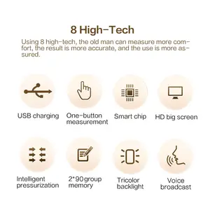 مقياس ضغط الدم الرقمي القابل لإعادة الشحن ، أجهزة مراقبة ضغط الدم ، مقياس توتر العين الإلكتروني ، سوار الذراع ، جهاز مراقبة ضغط الدم ، ناطق BPM ، عالي الدقة أفضل 10 أجهزة قياس ضغط دم قابلة لإعادة الشحن للمبيعات - رقم 9