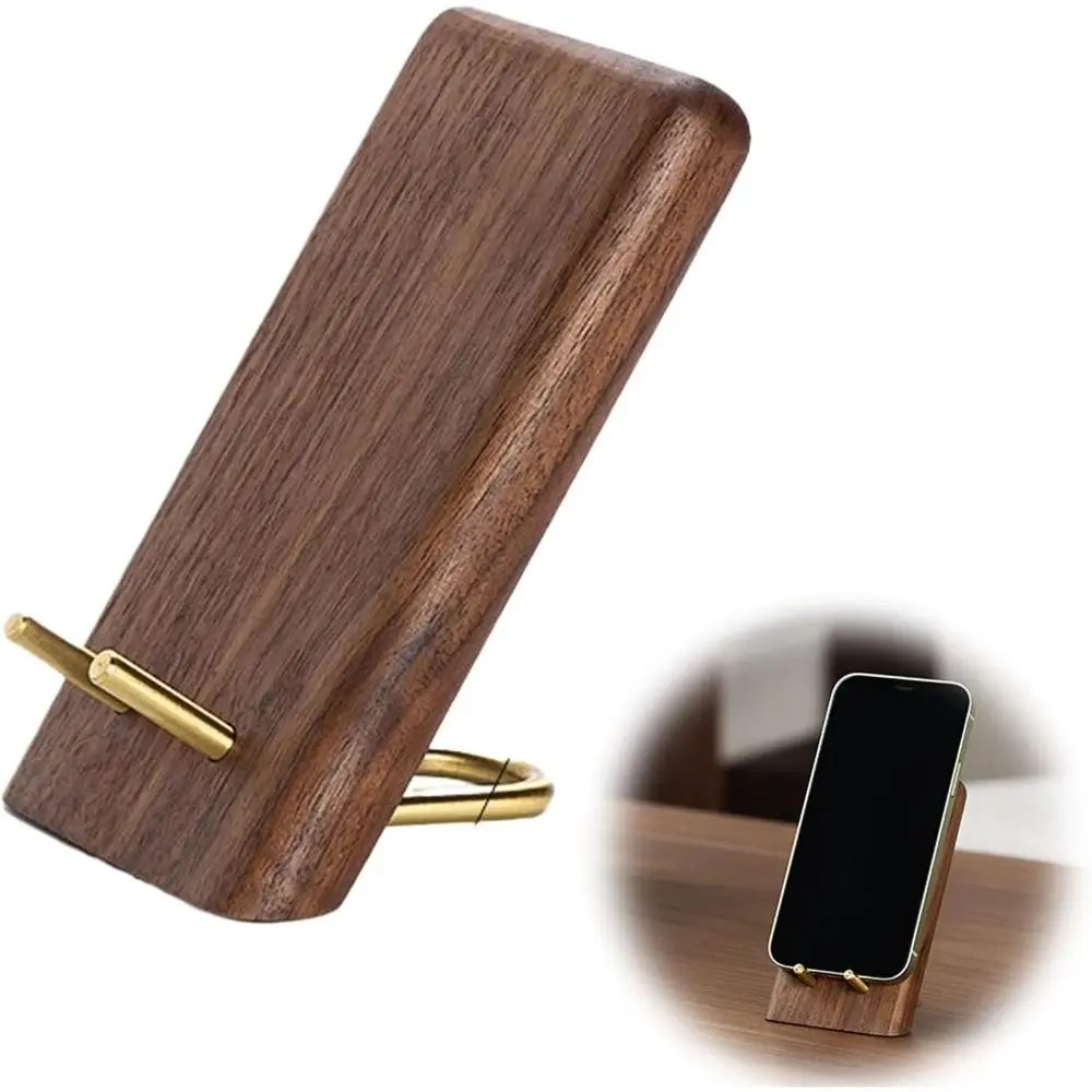 

New Walnut Wood Phone Stand Non-Slip Base Simple Design Desktop Phone Holder Portable Easy to Install Tablet Stand Desktop Use