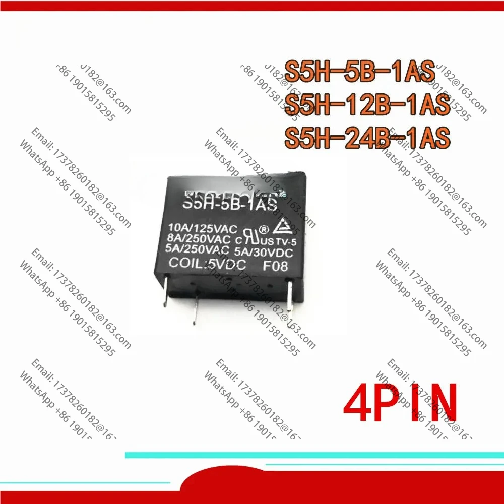 

20PCS/LOT 100%Original New Relay S5H-5B-1AS 5VDC S5H-12B-1AS 12VDC S5H-24B-1AS 24VDC 4PIN 10A
