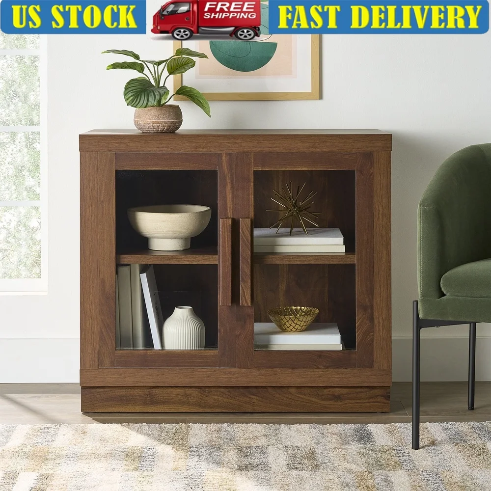 

Modern Accent Cabinet Display Storage Adjustable Shelf Soft Close Doors Utility Furniture Living Room Dining Room Entryway