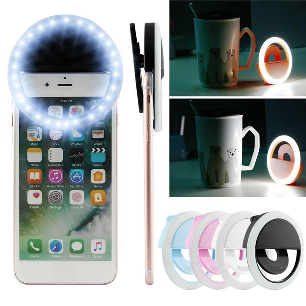 Led Selfie Ring Light Mobile Phone Lens LED Selfie Lamp Ring for IPhone Samsung Xiaomi Huawei Phone Selfie Clip Light Accessorie