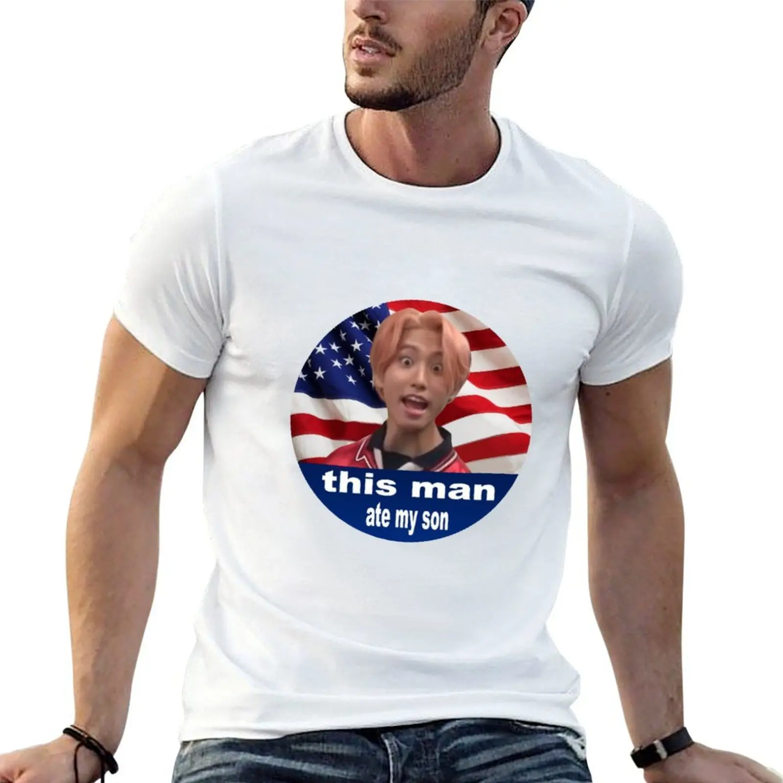 

this man (Han Jisung) ate my son T-Shirt man t shirt cotton anime t shirts for man funny t shirts dark humor T-shirt