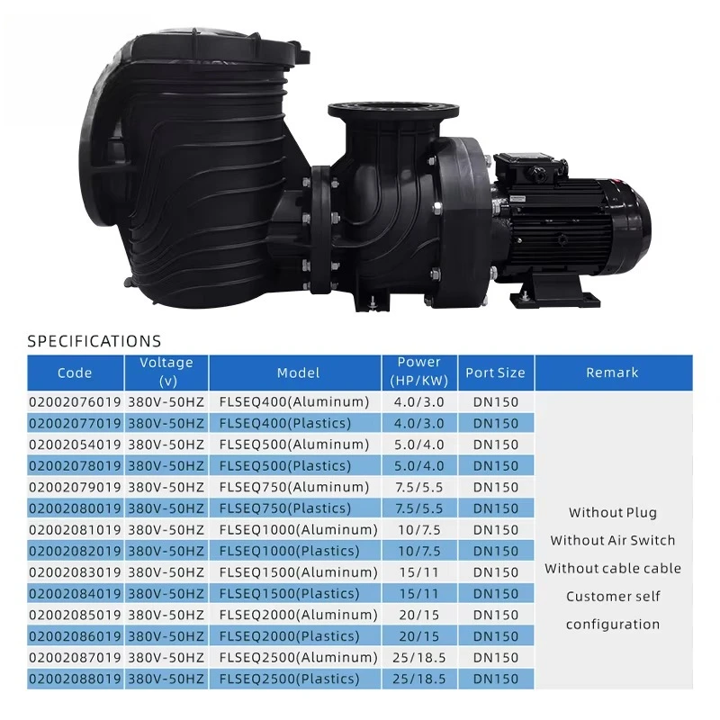Water Faery FLSEQ Series 4-25HP Electric Swimming Pool Pump High Efficiency Energy Saving 150mm/6