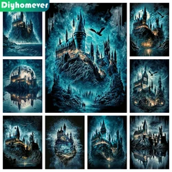 Harry Potter Escola Mágica DIY Pintura Diamante, Mosaico Fantasia Paisagem, Kit Ponto Cruz, Artesanato Bordado, Decoração de Casa Presentes, 5D